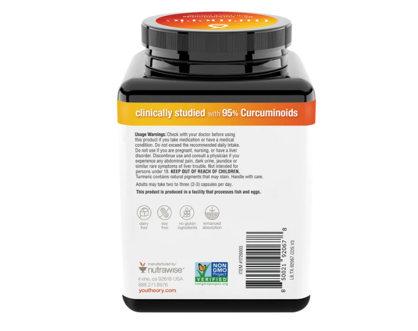 Youtheory - Turmeric 2250mg 210 capsules - Imagen 3